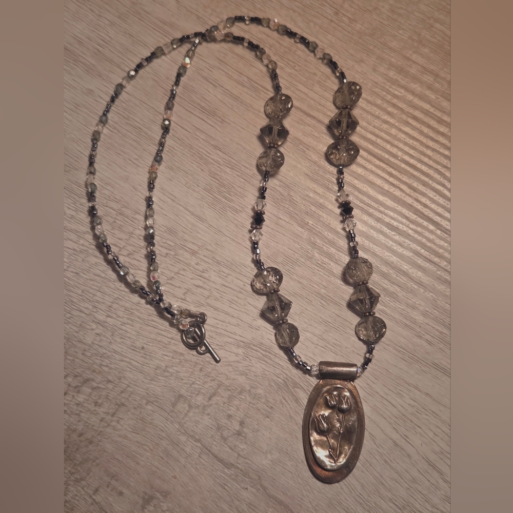 Sterling Silver Pendant Necklace Vintage *Heavy*